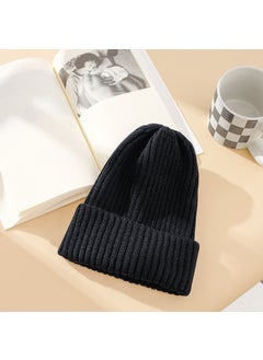Generic Candy Color Rabbit Hair Knitted Hat Womens Autumn and Winter Korean Style All-match Digital Patch Pullover Hat Warm Wool Hat Pure black 