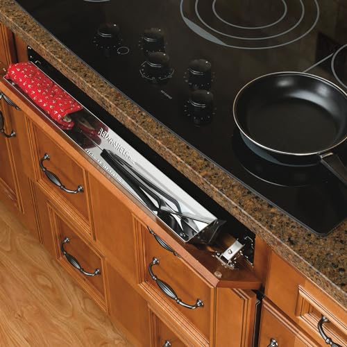 Rev-A-Shelf 28" Slim Tip-Out Sink Tray for Kitchen and Bathroom Base Cabinets, Large Pull Out Stainless Steel Storage Organizer, Silver, 6541-28-52 - Image 2