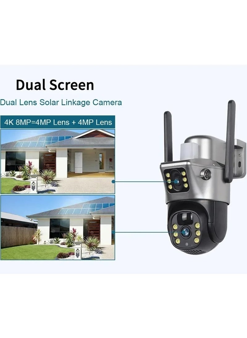 المهوس الفضاء كاميرا مراقبة شمسية V380Pro ثنائية العدسة - 4G/Wi‑Fi، إمكانية التحكم بزاوية ‑إمالة، تتبع الذكاء الاصطناعي، رؤية ليلية ملونة، IP66 - Image 4