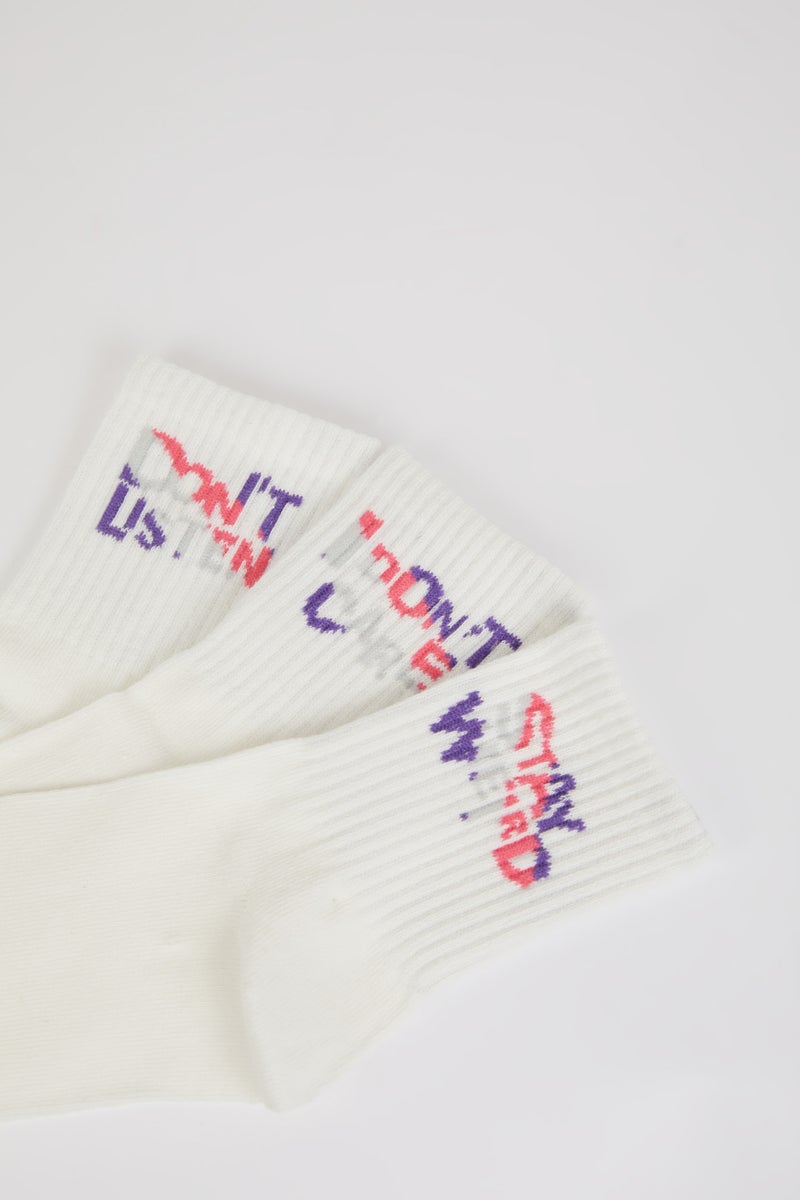DeFacto Woman Slogan 3 piece Short Socks - Image 4