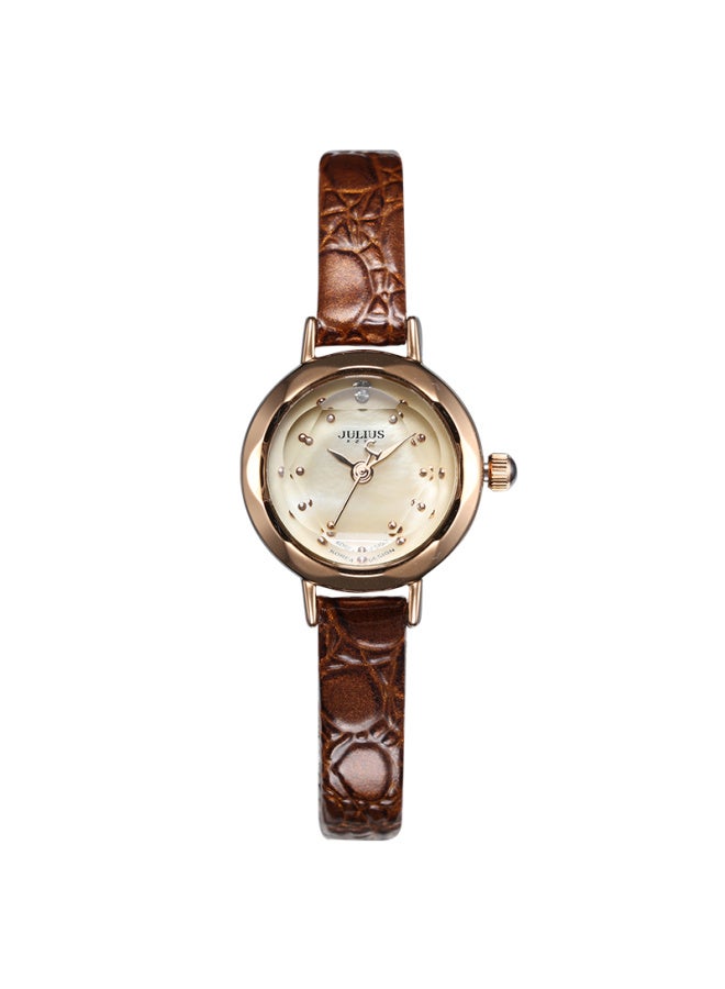 Julius Women'S Watch Exquisite And Simple, Elegant And Compact, Leather Strap, Student Quartz Ladies Watch, Dark Brown, Ja-482B - Image 2