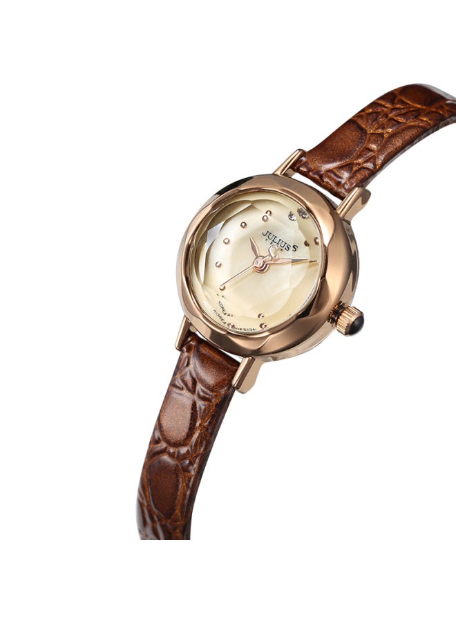 Julius Women'S Watch Exquisite And Simple, Elegant And Compact, Leather Strap, Student Quartz Ladies Watch, Dark Brown, Ja-482B - Image 4
