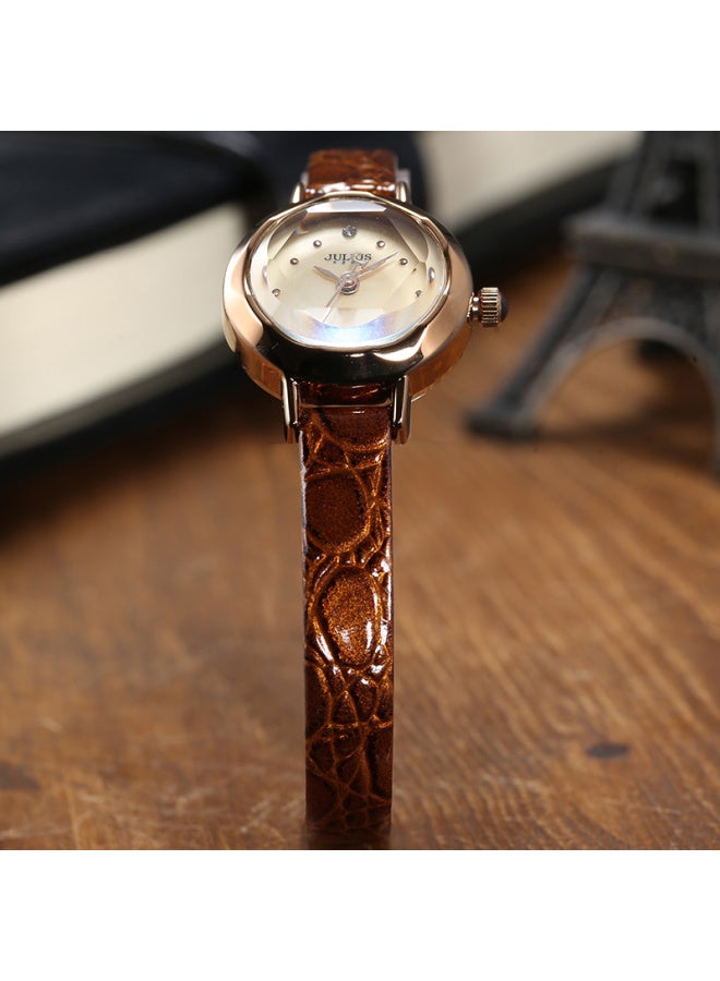 Julius Women'S Watch Exquisite And Simple, Elegant And Compact, Leather Strap, Student Quartz Ladies Watch, Dark Brown, Ja-482B - Image 5