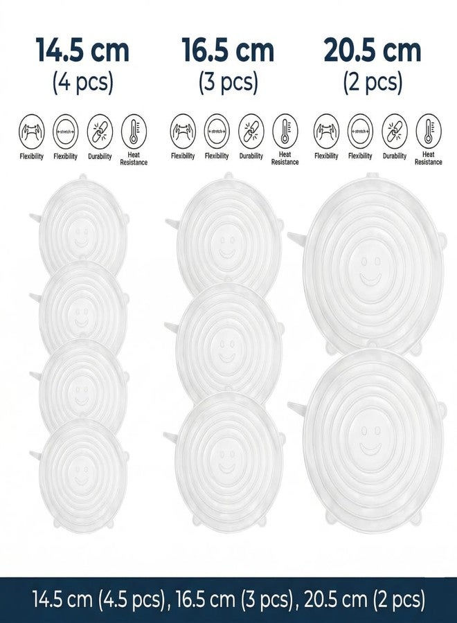 JSRM Silicone Stretch Lids Combo Pack (9 PCS) – 14.5cm, 16.5cm, 20.5cm Reusable Food Covers | Leak-Proof Elastic Bowl Covers | BPA Free Kitchen Storage Covers for Bowls & Containers (14.5cm - 20.5cm) - Image 2
