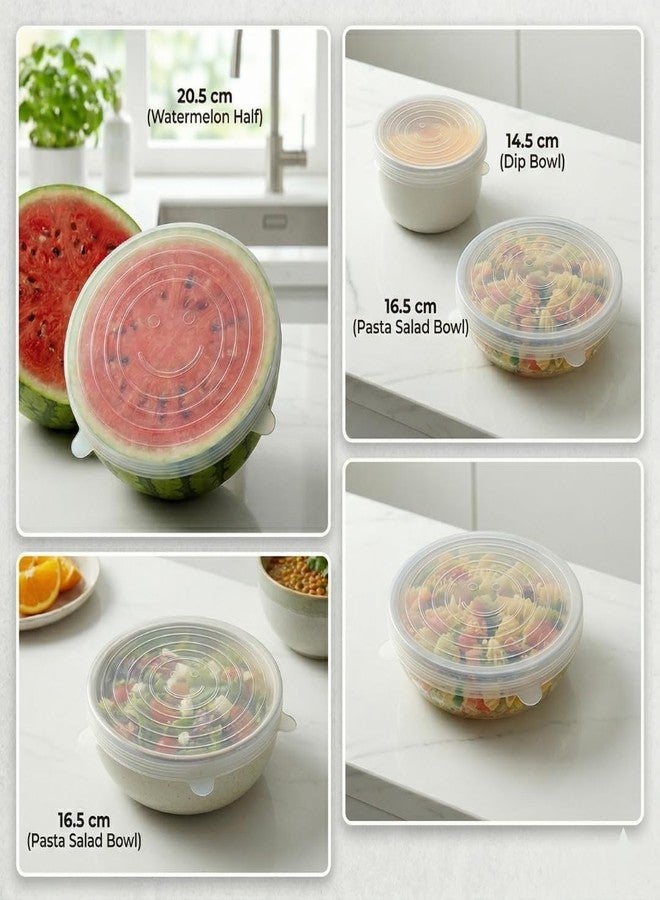 JSRM Silicone Stretch Lids Combo Pack (9 PCS) – 14.5cm, 16.5cm, 20.5cm Reusable Food Covers | Leak-Proof Elastic Bowl Covers | BPA Free Kitchen Storage Covers for Bowls & Containers (14.5cm - 20.5cm) - Image 3