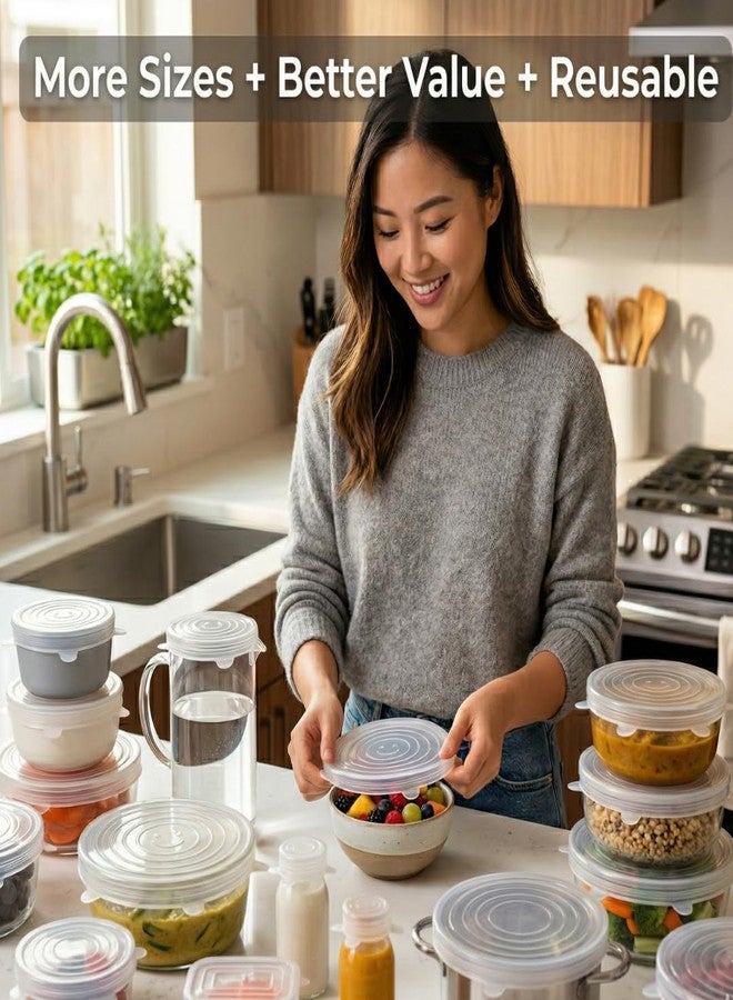 JSRM Silicone Stretch Lids Combo Pack (9 PCS) – 14.5cm, 16.5cm, 20.5cm Reusable Food Covers | Leak-Proof Elastic Bowl Covers | BPA Free Kitchen Storage Covers for Bowls & Containers (14.5cm - 20.5cm) - Image 4