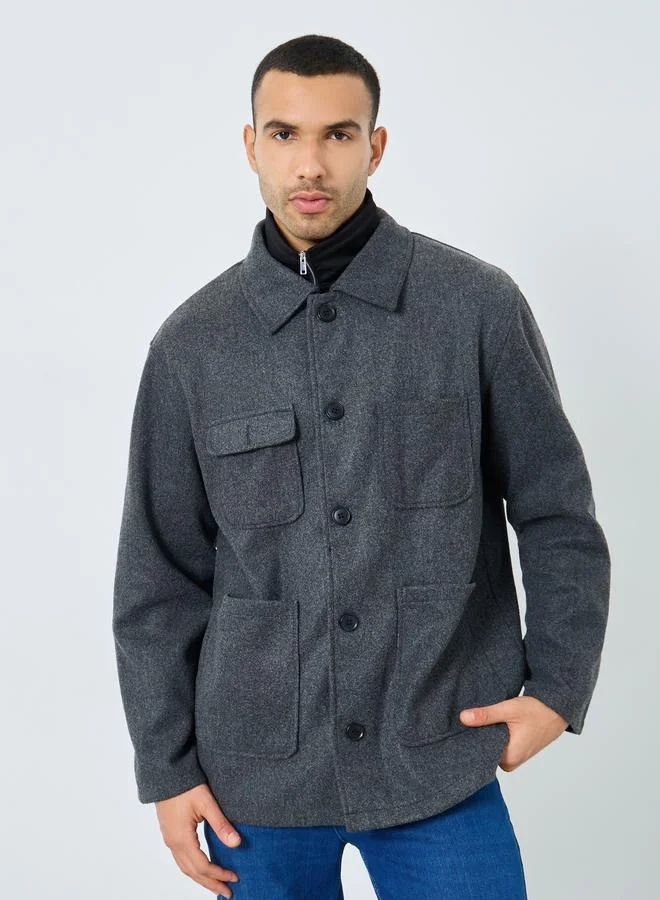 Styli Styli Men Grey Oversized Wool Like Coat