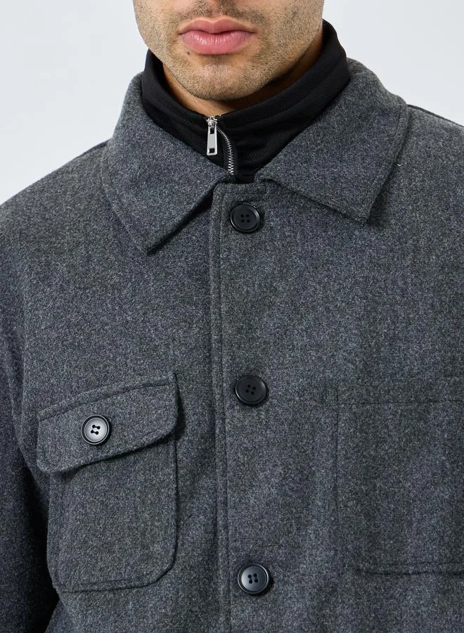 Styli Styli Men Grey Oversized Wool Like Coat