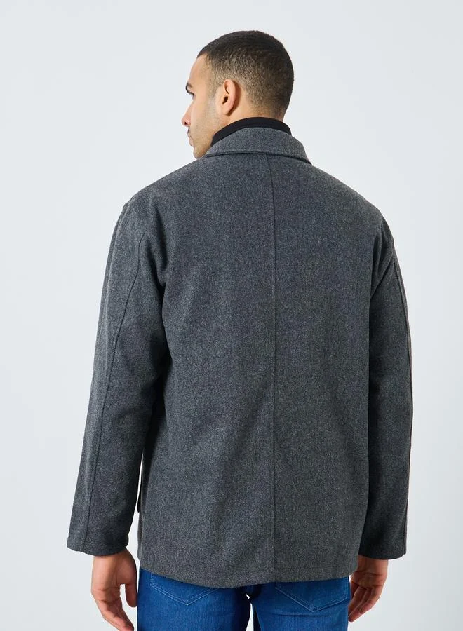 Styli Styli Men Grey Oversized Wool Like Coat