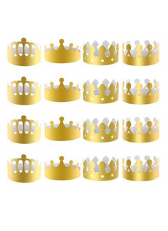 Party Hats, Gold Paper Crowns for Birthday Celebration 4 Styles Adjustable King Crown Hats Queens Platinum Jubilee Party, Decorations (16 Pieces)