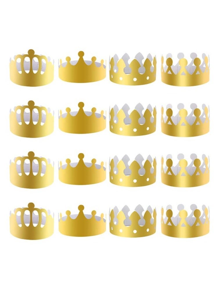 Y&D - Party Hats, Gold Paper Crowns for Birthday Celebration 4 Styles Adjustable King Crown Hats Queens Platinum Jubilee Party, Decorations (16 Pieces) - Image 1