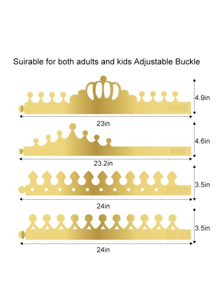 Y&D - Party Hats, Gold Paper Crowns for Birthday Celebration 4 Styles Adjustable King Crown Hats Queens Platinum Jubilee Party, Decorations (16 Pieces) - Image 1