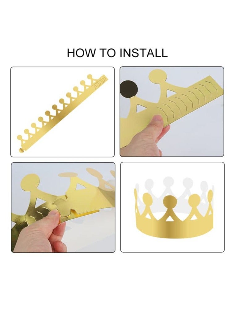 Y&D - Party Hats, Gold Paper Crowns for Birthday Celebration 4 Styles Adjustable King Crown Hats Queens Platinum Jubilee Party, Decorations (16 Pieces) - Image 1