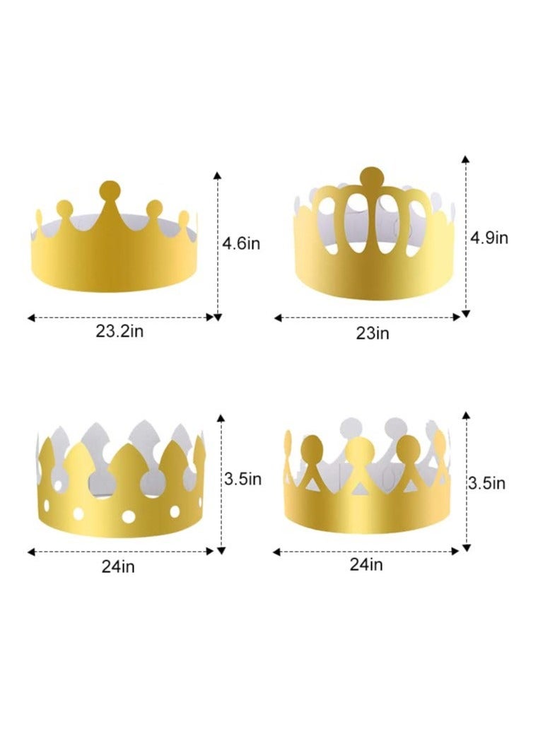 Y&D - Party Hats, Gold Paper Crowns for Birthday Celebration 4 Styles Adjustable King Crown Hats Queens Platinum Jubilee Party, Decorations (16 Pieces) - Image 1