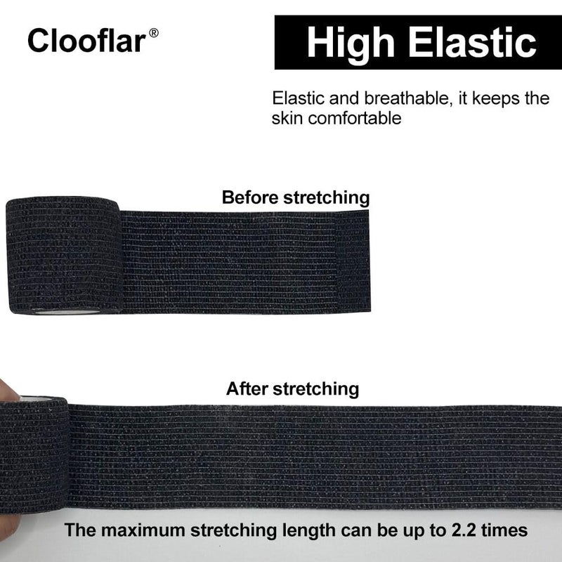 Clooflar 16 Pack Self Adhesive Bandage Wrap, 2" X 5 Yards Black Elastic Cohesive Bandage Wrap for Sports, Wrist, Ankle and Vet Wrap, Grip Tape - Image 3