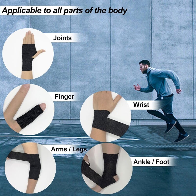 Clooflar 16 Pack Self Adhesive Bandage Wrap, 2" X 5 Yards Black Elastic Cohesive Bandage Wrap for Sports, Wrist, Ankle and Vet Wrap, Grip Tape - Image 5