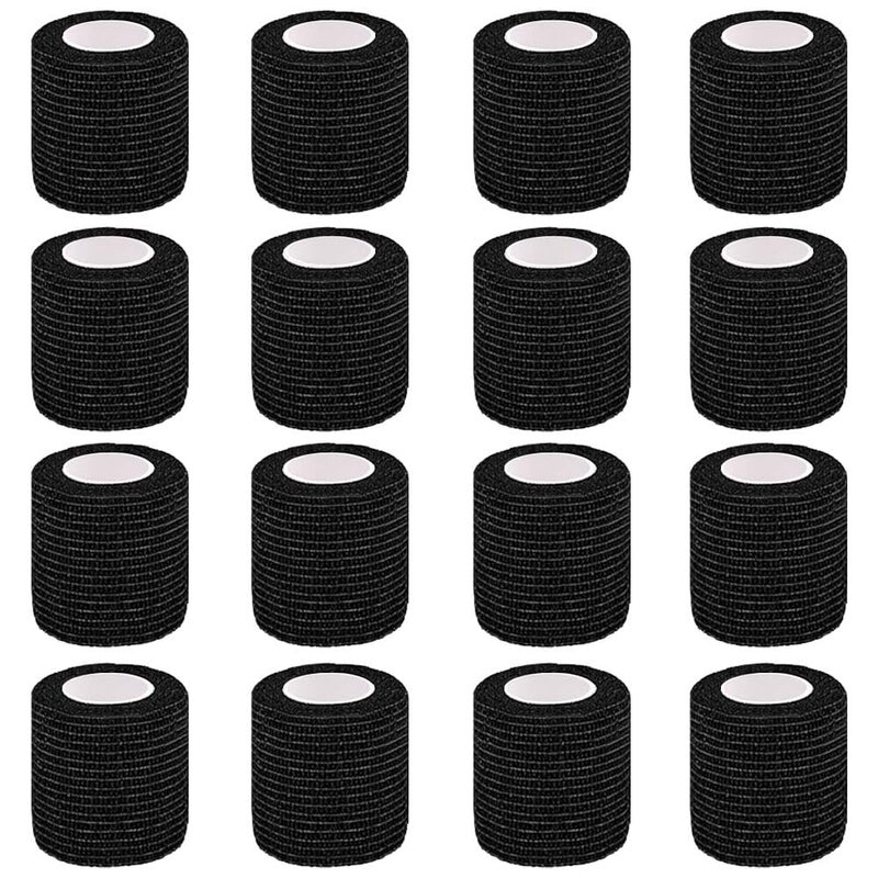 Clooflar 16 Pack Self Adhesive Bandage Wrap, 2" X 5 Yards Black Elastic Cohesive Bandage Wrap for Sports, Wrist, Ankle and Vet Wrap, Grip Tape - Image 1