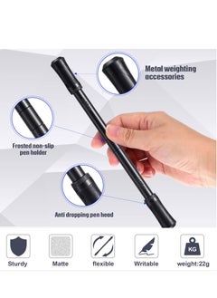 Y&D 2 Pieces Finger Spinning Pen, Rolling Pen Game Stunt with Tutorial, Release Stress Training Brain for Kids Adult Students Beginners (Black and Silver)  - Image 2