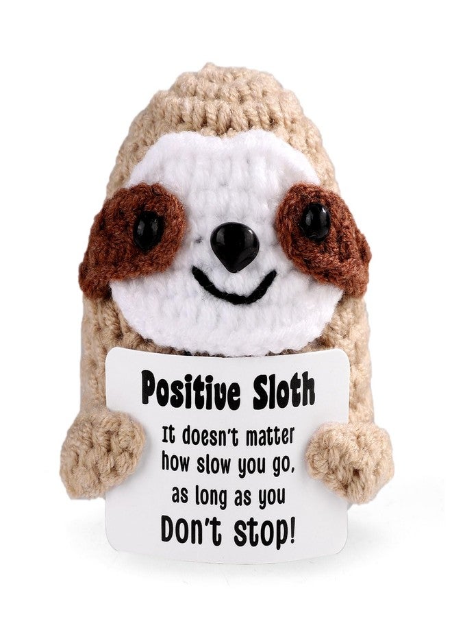 lasuroa Positive Sloth, Inspirational Crochet Sloth Cute Handmade Sloth Positive Affirmations Crochet Animals Sloth Doll for Birthday Party Decoration Cheer Up Emotional Support Encouraging Funny Gift - Image 1