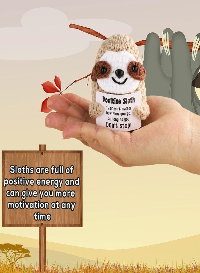 lasuroa Positive Sloth, Inspirational Crochet Sloth Cute Handmade Sloth Positive Affirmations Crochet Animals Sloth Doll for Birthday Party Decoration Cheer Up Emotional Support Encouraging Funny Gift - Image 5