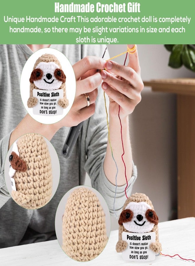 lasuroa Positive Sloth, Inspirational Crochet Sloth Cute Handmade Sloth Positive Affirmations Crochet Animals Sloth Doll for Birthday Party Decoration Cheer Up Emotional Support Encouraging Funny Gift - Image 3