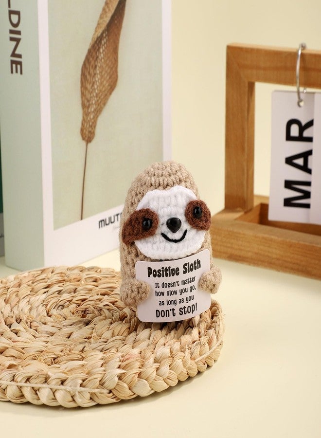lasuroa Positive Sloth, Inspirational Crochet Sloth Cute Handmade Sloth Positive Affirmations Crochet Animals Sloth Doll for Birthday Party Decoration Cheer Up Emotional Support Encouraging Funny Gift - Image 4