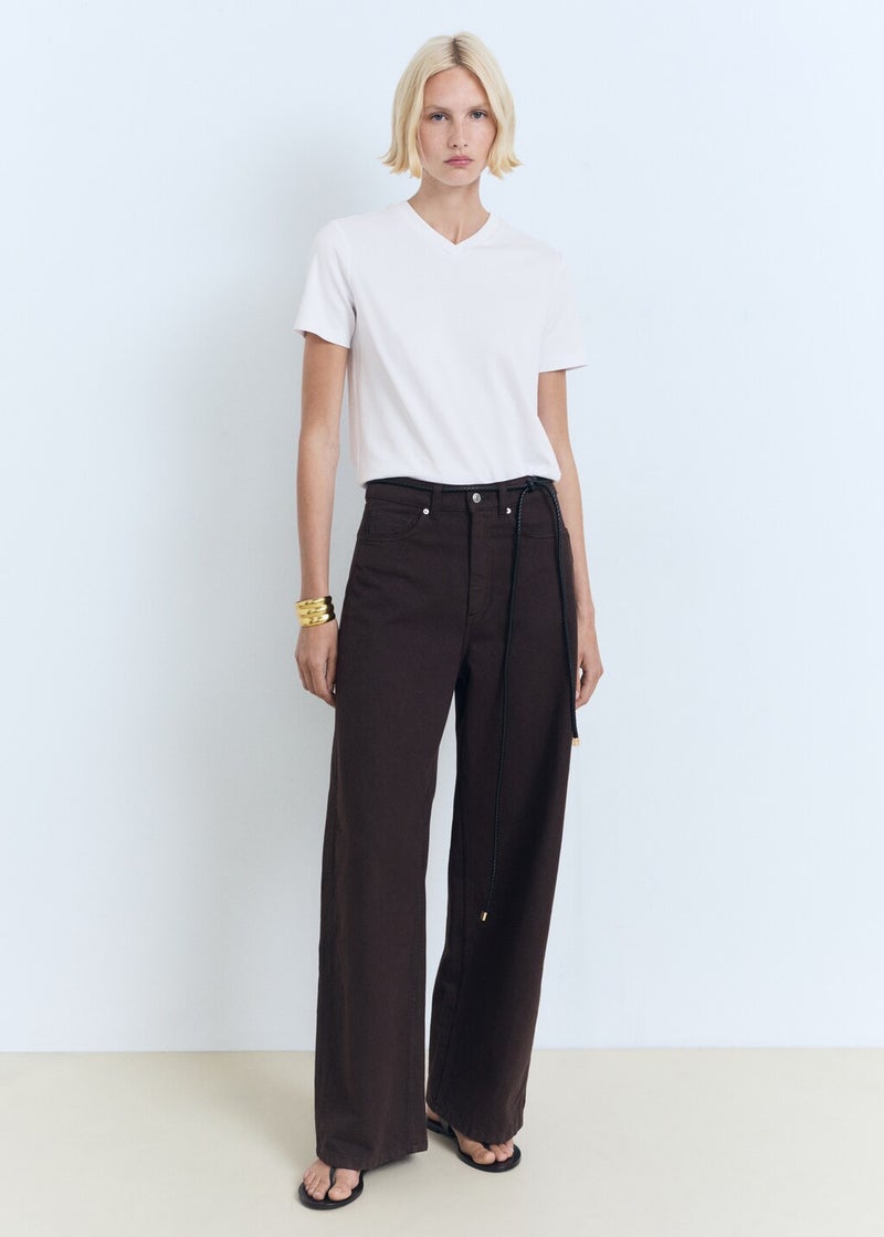 MANGO V-Neck Cotton T-Shirt  - Image 5