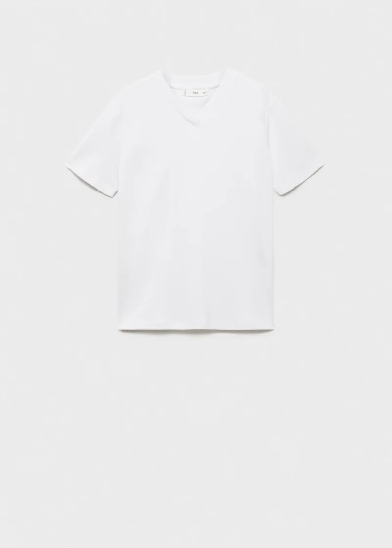 MANGO V-Neck Cotton T-Shirt