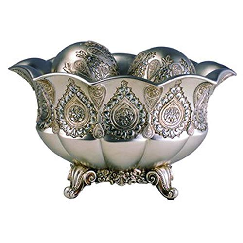 ORE International K-4199B Traditional Royal Decorative Bowl, Metallic Silver/Gold 7 x 12.5 x 8.25 - Image 1