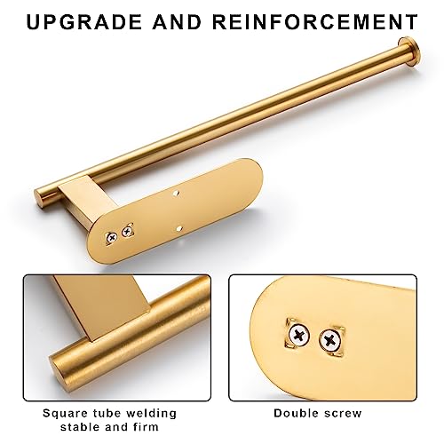 Honmein Paper Towel Holder, Upgrade SUS304 Stainless Steel Paper Towel Holder Under Cabinet, Bend-Resistant, Self-Adhesive or Drill mounting (Gold) - Image 2