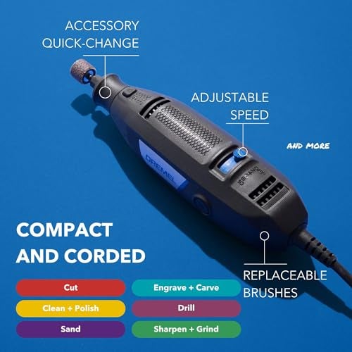 DREMEL مجموعة أدوات دريمل 3100-2/60 ذات السرعة المتغيرة - ملحقان و 60 ملحقًا، مثالية لمجموعة متنوعة من مشاريع الحرف اليدوية و DIY - القطع، الصنفرة، الطحن، التلميع، الحفر، والنقش - Image 3
