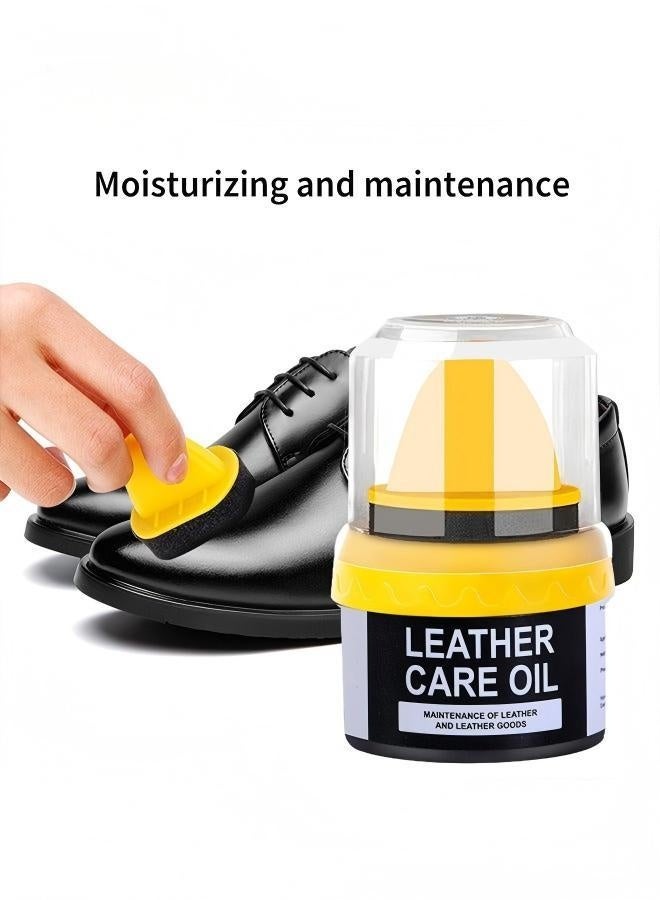 Leather Polish Cream，Self Shine Black Shoe Polish with Applicator Shoe Cream Shoe Shine Sponge Kit Shoe Shiner for Leather Boots and Shoes Care, Protects Leather from Scuffs and Scratches（Black 40g） - Image 1