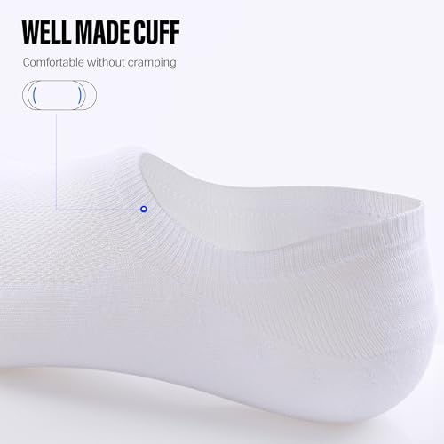CLOSEMATE Mens No Show Socks Cotton Thin High Elasticity Low Cut Ankle Socks with Non Slip Grips 6 Pairs (6White, Size L) - Image 5