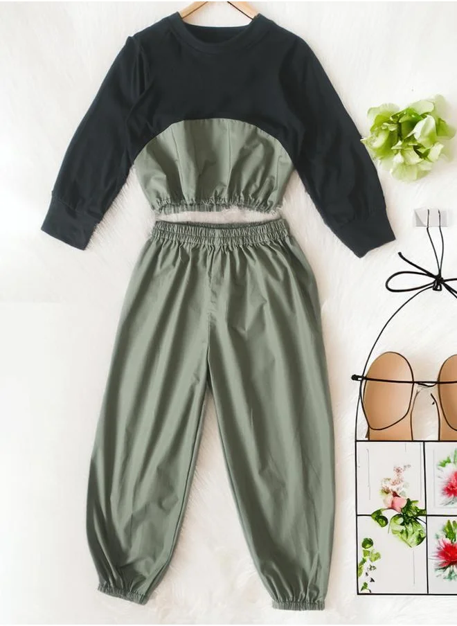 BELLA MODA Round Neck Long Sleeves Top & Pants Co-Ords Set by Styli