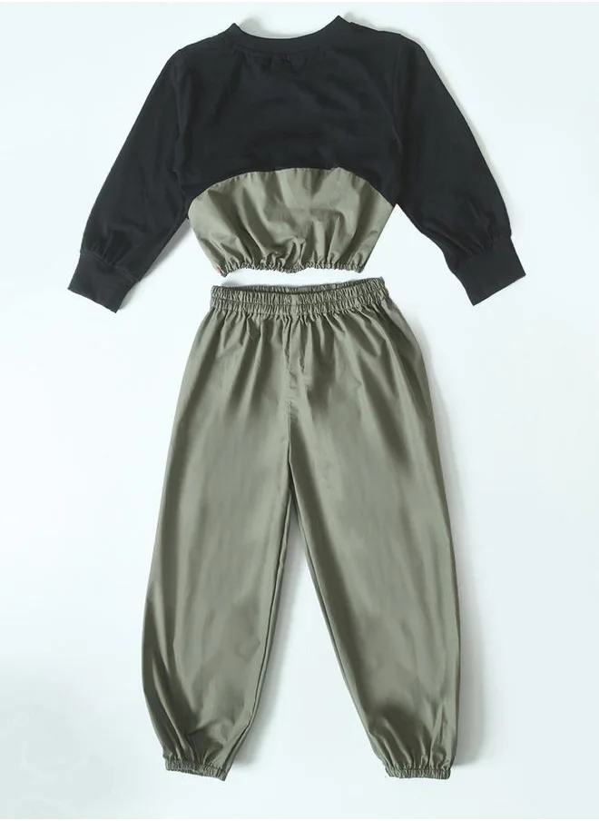 BELLA MODA Round Neck Long Sleeves Top & Pants Co-Ords Set by Styli