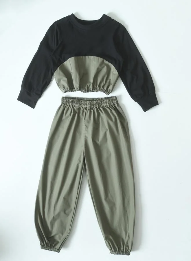 BELLA MODA Round Neck Long Sleeves Top & Pants Co-Ords Set by Styli