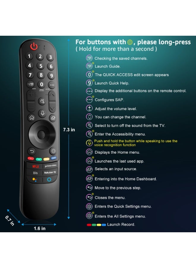 Magic Remote for LG Smart TV, Replacement Remote Control for LG OLED EVO/OELD/QNED/QLED/NanoCell/UHD 4K 8K Smart TV with Voice & Pointer - Image 5