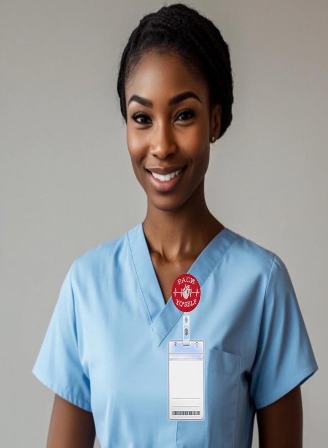 ReelFun بطاقة تعريف قابلة للسحب من Pace Yo'self Cardiology، مزودة بمشبك تمساح، وحبل نايلون بطول 24 بوصة، وبطاقة اسم لموظف/ة مكتب التمريض. - Image 4