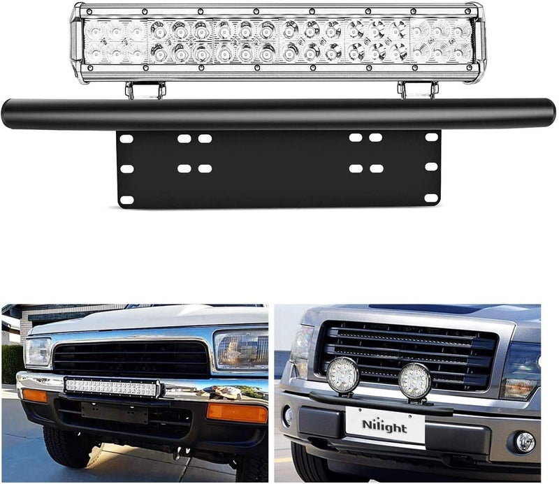 Nilight - 90021B Led Light Bar Mounting Bracket Front License Plate Frame Bracket License Plate Mounting Bracket Holder for Off-Road Lights LED Work Lamps Lighting Bars, 2 Years Warranty - Image 1