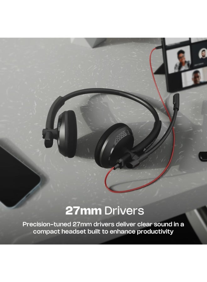 ZEBRONICS Renewed - ZEBRONICS 2.8m Wired Headphones with Adjustable Mic and Dual Connectivity - Image 2