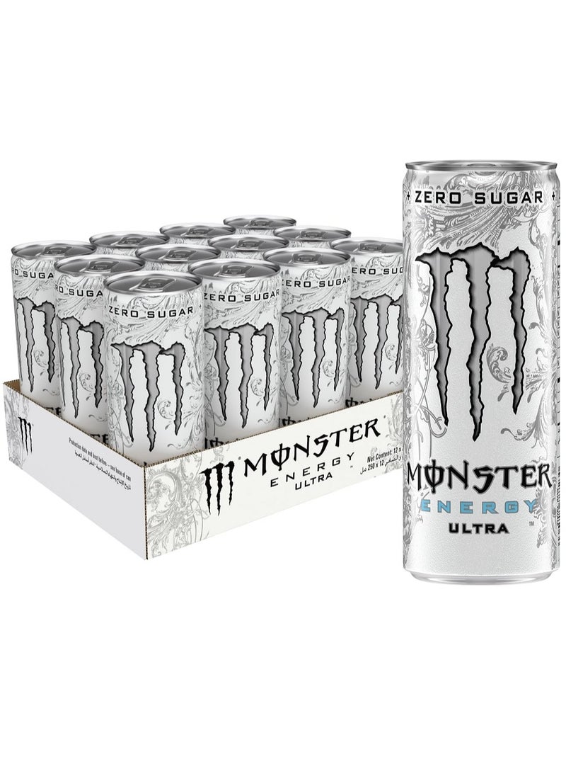 Monster - Energy Drink Zero Sugar Ultra Pack of 12 (250ml Each) - Image 1