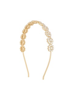 I Jewels Traditional Rajasthani Gold Plated Floral Design Kundan & Pearl Sheeshphool/Mathapatti/Hairband For Women (T2180W)