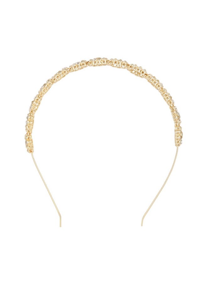 I Jewels - I Jewels Traditional Rajasthani Gold Plated Floral Design Kundan & Pearl Sheeshphool/Mathapatti/Hairband For Women (T2180W) - Image 1
