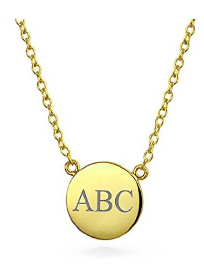 NIBEMINENT Gold Plated Modern Round Disc Pendant Necklace  - Image 1