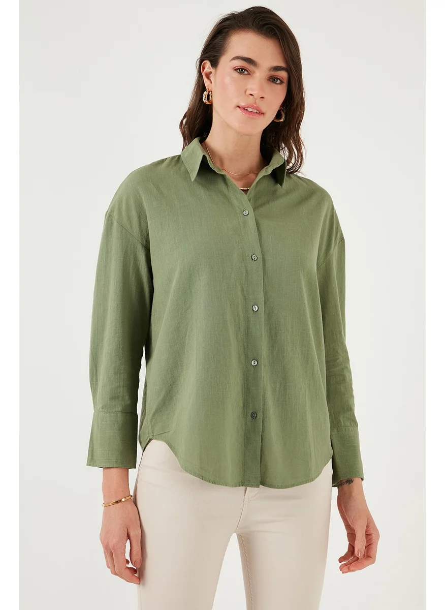 ليلا Cotton Regular Fit Long Sleeve Plain Shirt Women's Shirt CF25S168305