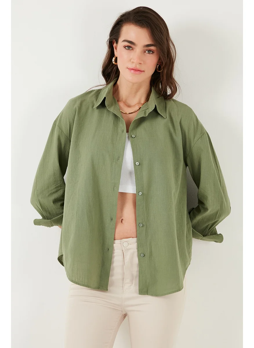 ليلا Cotton Regular Fit Long Sleeve Plain Shirt Women's Shirt CF25S168305