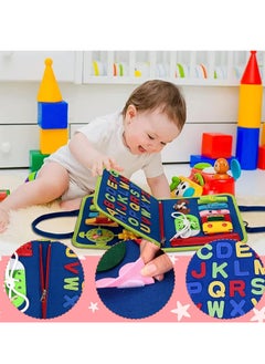 spa luxetique Montessori Toys for Toddlers Develop Basic Skills, Travel Educational Toys Learning Basic Dress Skills Sensory Toys for 3 4 Year Old Boys Girls Birthday for Kids (Navy Blue)  - Image 5