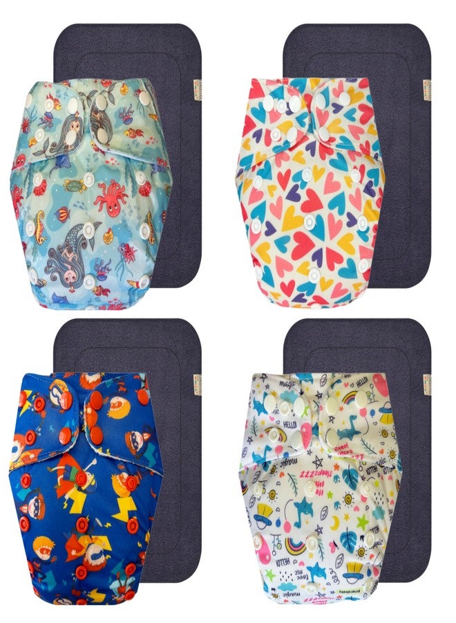 Dumbledo Premium Cloth Diaper with Gray Insert (Pack of 4) | Dry Feel and Comfortable | Leakproof | Easy to Clean | Perfect for Indian Summers | 3 Months - 3 Years | Unisex Baby - Image 1