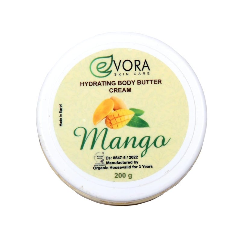 Evora Cosmetics Mango Body Butter, Deep Moisturizing & Nourishing, 200g