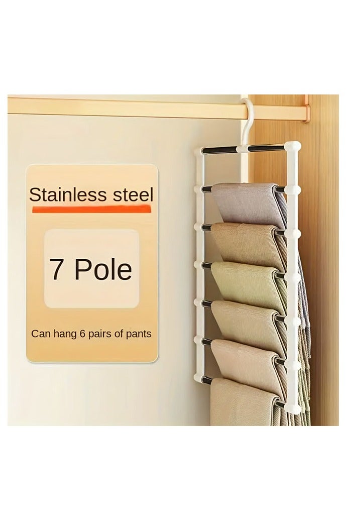 HOMESTAR Pants Hangers Non Slip 2 Pack Space Saving Hangers Multi-Layer Pants Hanger Stainless Steel Space Saver Hangers Closet Storage Organizer for Jeans Trouser Slack Clothes - Image 2